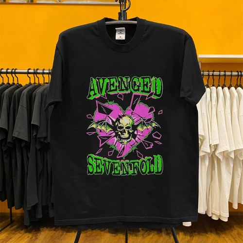 Avenged Sevenfold 七级炼狱乐队破碎爱心骷髅蝙蝠重金属短袖T恤