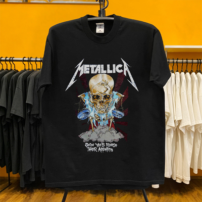 90s金属乐队Metallica经典复古潮酷印花T恤 朋克摇滚古着短袖T恤