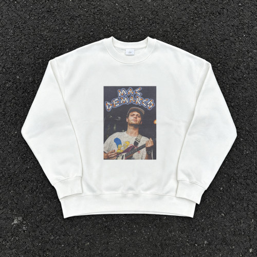 Mac Demarco 吉他手人像连帽圆领卫衣 美式复古vintage落肩上衣