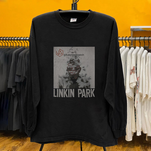 林肯公园Linkin Park破碎人像印花 vibe美式复古金属摇滚长袖T恤