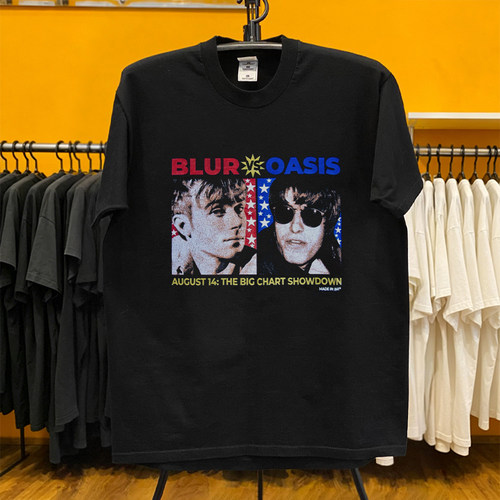 英伦摇滚Hiphop街头风Blur VS Oasis英伦摇滚大战复古纯棉短袖T恤