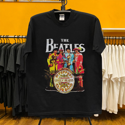 披头士Sgt.Pepper彩色礼服经典专辑ins风oversize男女同款短袖T恤