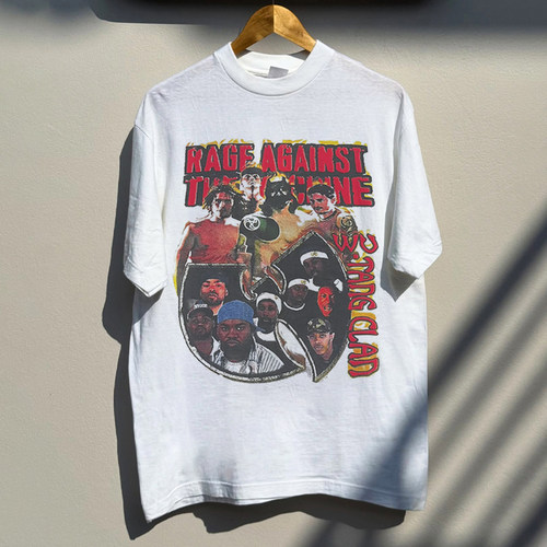 RAGE AGAINST愤怒机器乐队vintage美式复古男女短袖街头潮流T恤衫
