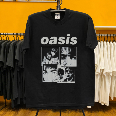 英伦复古风Britpop传奇乐队Oasis  经典成员形象拼贴百搭短袖T恤