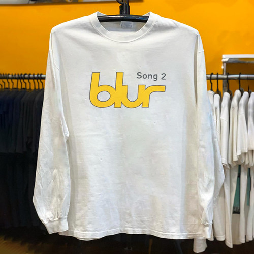 Blur 污点乐队Song2 复古英伦摇滚T恤 复古街头风纯棉百搭长袖T恤
