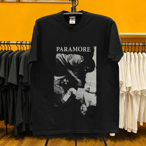 Paramore帕拉摩尔乐队Band Tee黑白颠倒人像印花纯棉重磅短袖T恤