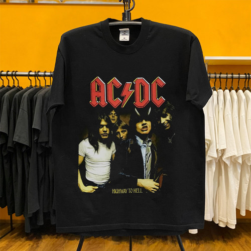 AC/DC乐队《Highway to Hell》专辑封面印花硬摇滚纯棉短袖上衣