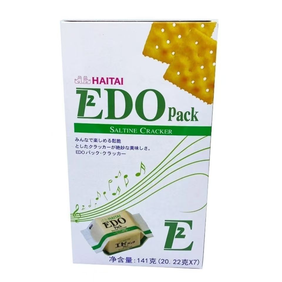 临期I16 韩国进口EDO梳打饼干141g(7包入）休闲零食盒装