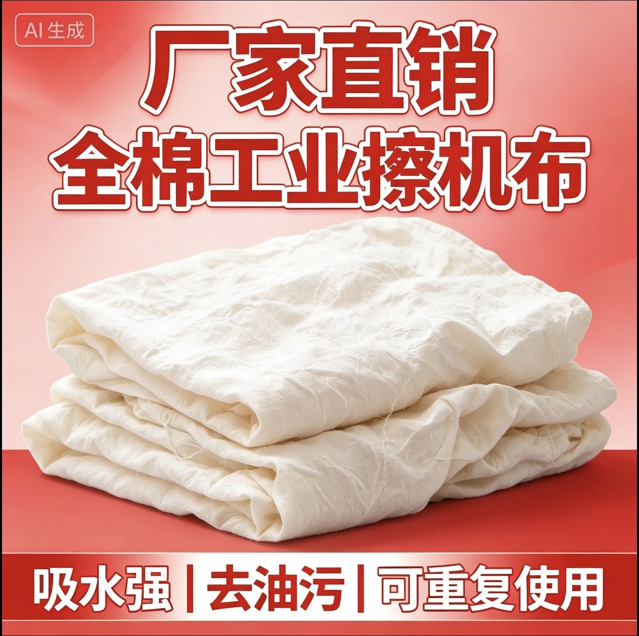 白色全棉工业擦机布吸油吸水不掉毛清洁去污抹布纯棉擦试布碎布