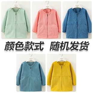 宝宝罩衣秋冬季儿童吃饭围兜中大童棉袄外套加厚外穿画画围裙护衣