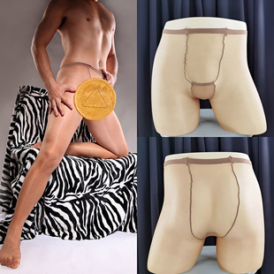 门九分袜男式 薄款 袜油亮裤 连裤 全透明加档美腿袜打底袜 男士