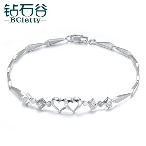 钻石谷 白18K金钻石手链钻石婚礼结婚配 女时尚手链【七夕】