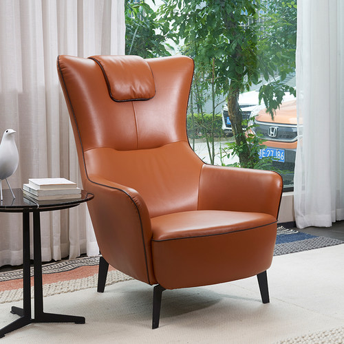 北欧真皮客厅单人现代老虎沙发椅