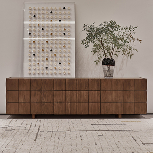 北美黑胡桃木电视柜高款客厅柜子靠墙意式实木卧室电视机柜高柜桌