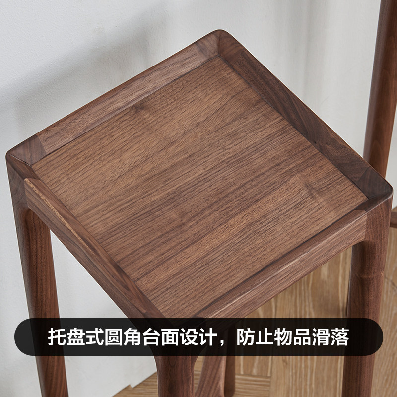 北欧实木花盆架客厅落地式北美黑胡桃木花架简约阳台装饰置物架子