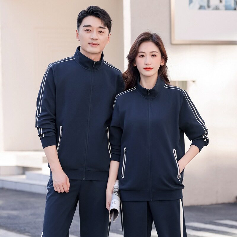倾听渔声春秋季男女团服套装韩版时尚男女跑步休闲运动服情侣套装