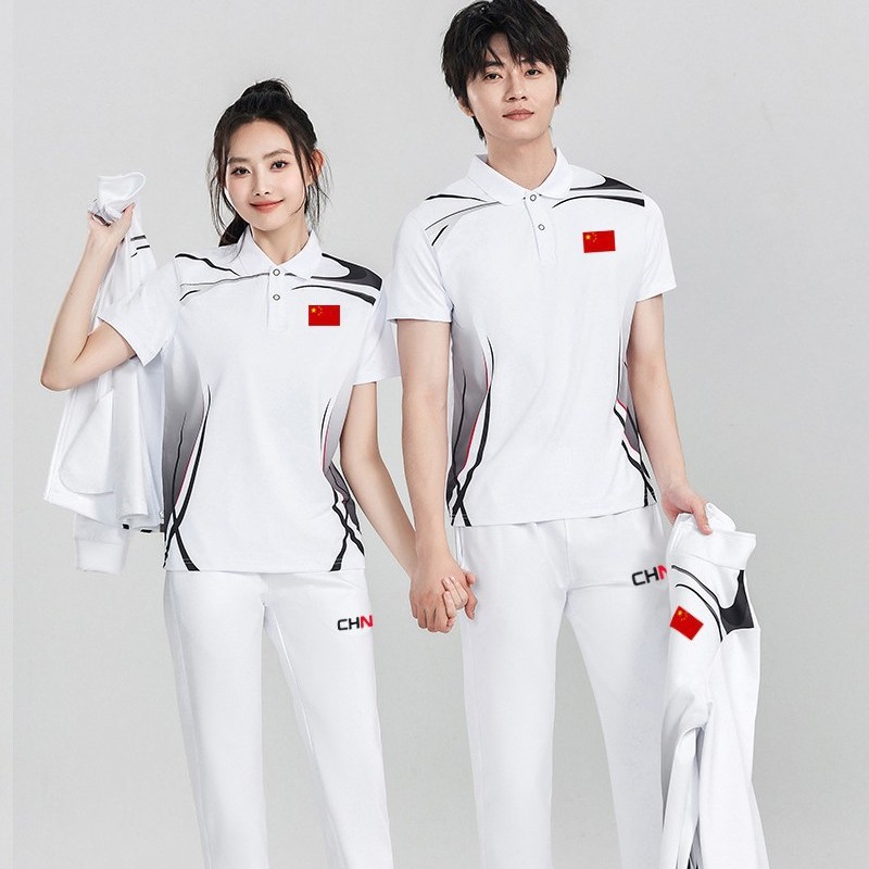 倾听渔声中国队春秋男女同款运动套装polo衫三件套跑步运动服学生