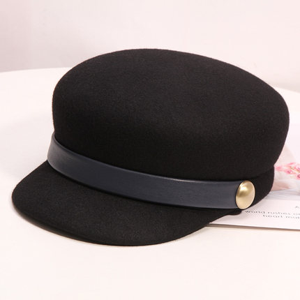 羊毛八角帽女士秋冬羊毛呢复古贝雷帽韩版英伦百搭休闲马术帽军帽
