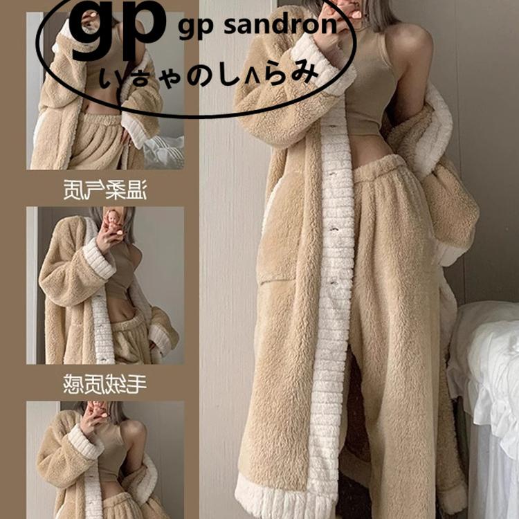 GPSandron珊瑚绒睡袍女长款