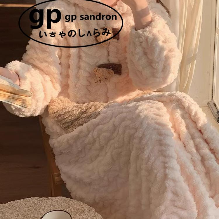 GPSandron睡衣女士睡袍连帽浴袍