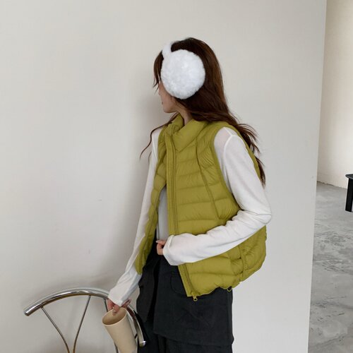 95白鸭绒小个子排骨领女马甲立领