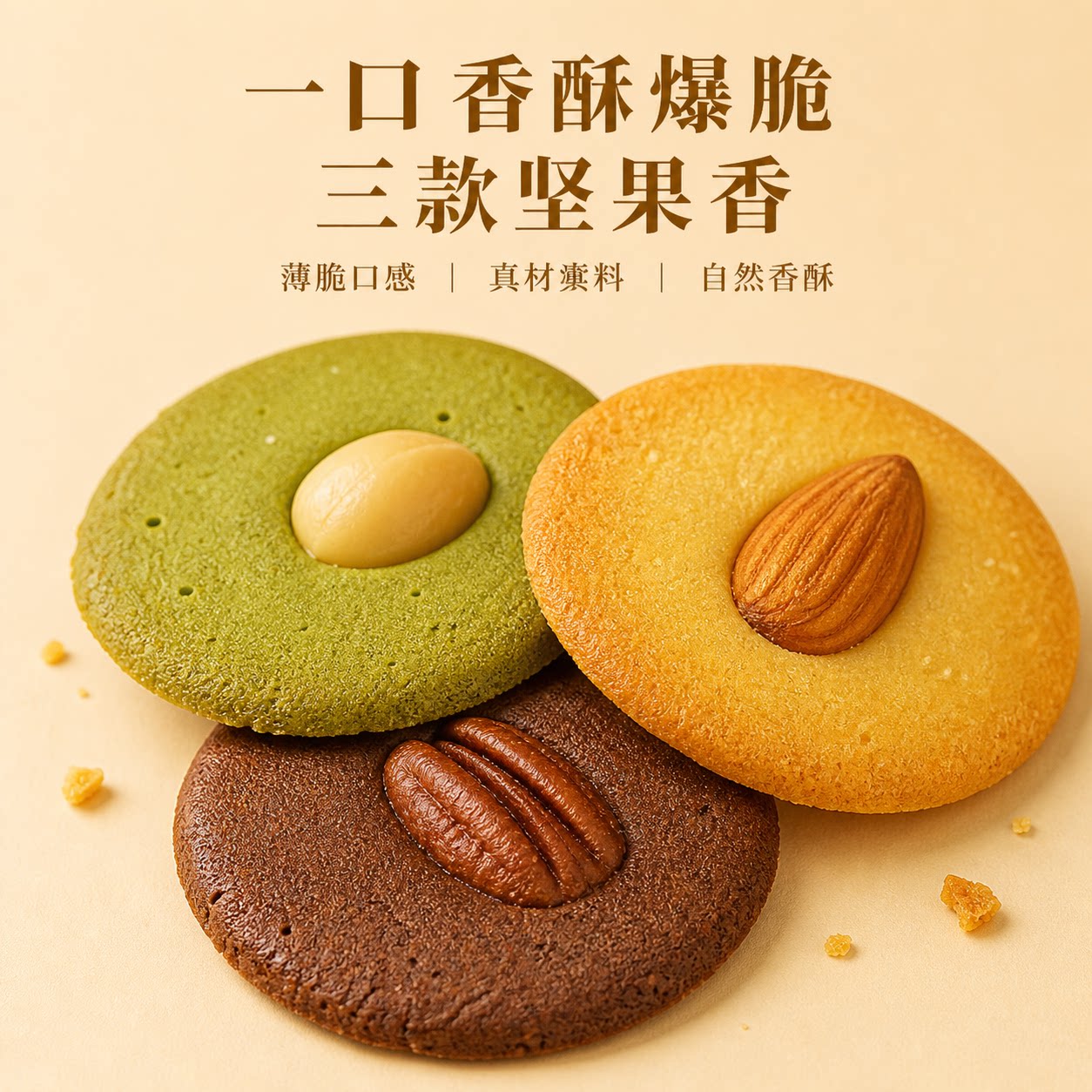苏小糖黄油巴旦木椰香茉莉夏威夷果可可碧根果坚果薄脆解馋小零食