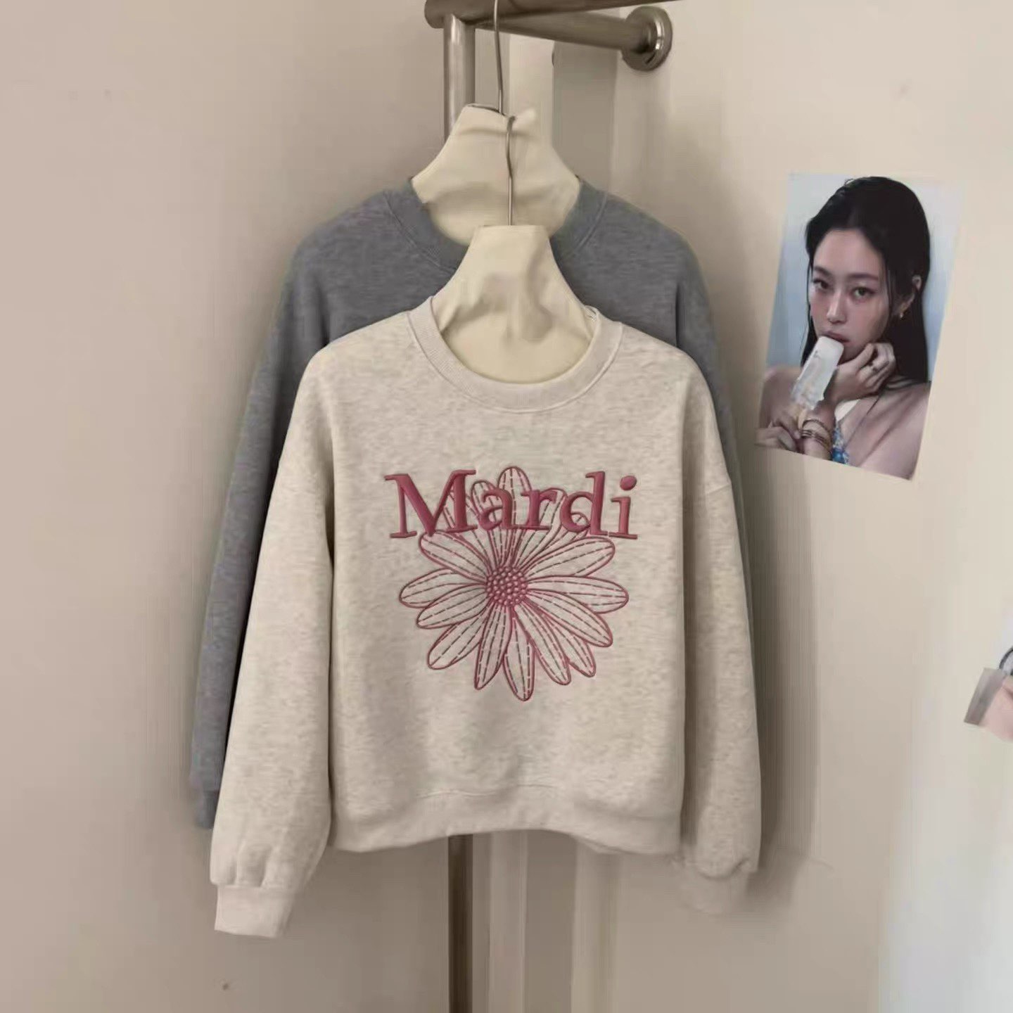 韩国Mardi卫衣女小雏菊秋冬腊肠狗印花潮牌明星同款情侣上衣外套