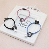 韩国小清新简约可爱马尾皮筋水钻仿珍珠扎头发绳成人发圈头绳