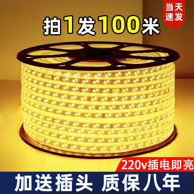 220v灯带条LED三色变光灯条超亮家用室内客厅吊顶户外防水100整米_虎窝淘