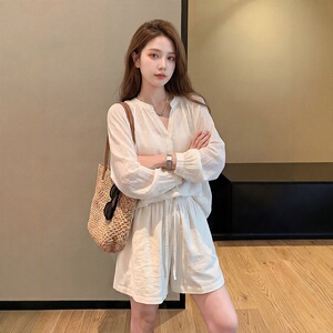 天丝亚麻短裤女夏季外穿高腰小个子胖mm大码宽松休闲棉麻五分中裤