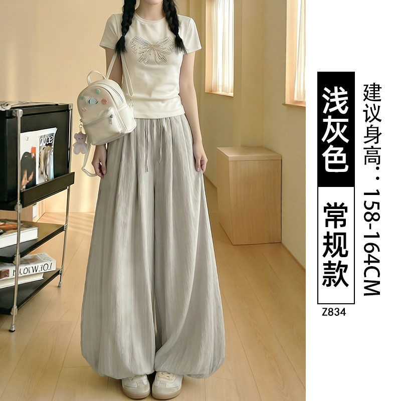 灰色花苞裙裤女款2026新款夏季大码显瘦灯笼裤宽松休闲高腰阔腿裤