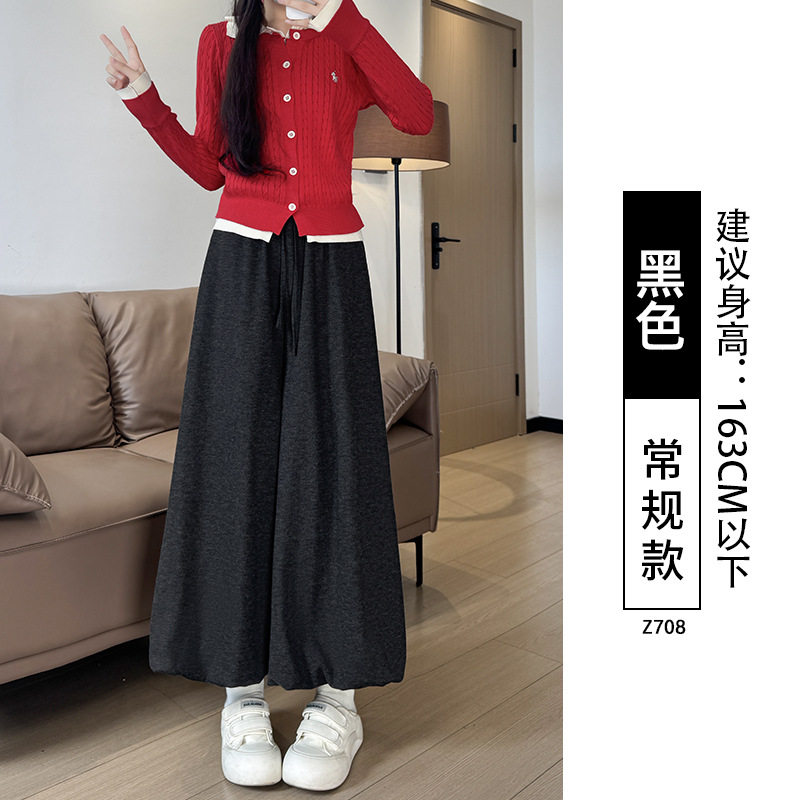黑色花苞裙裤女秋季高腰显瘦a字半身裙小个子宽松阔腿灯笼糯米裤