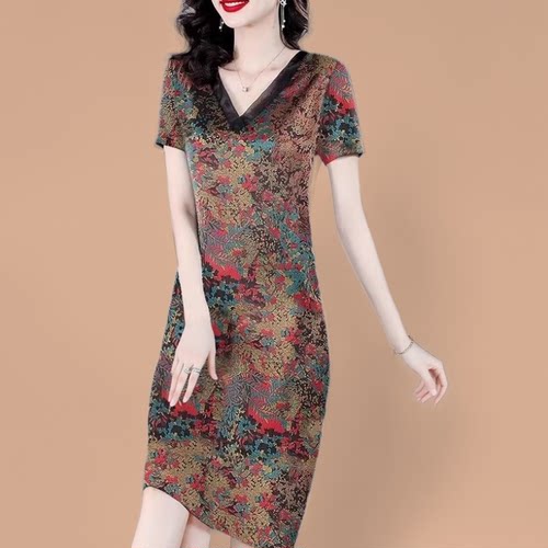 高档连衣裙新款气质妈妈女大码