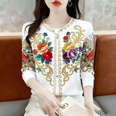 上新时髦圆领长袖 妈妈装 打底衫 新品 女2026春季 时尚 遮肚洋气T恤衫