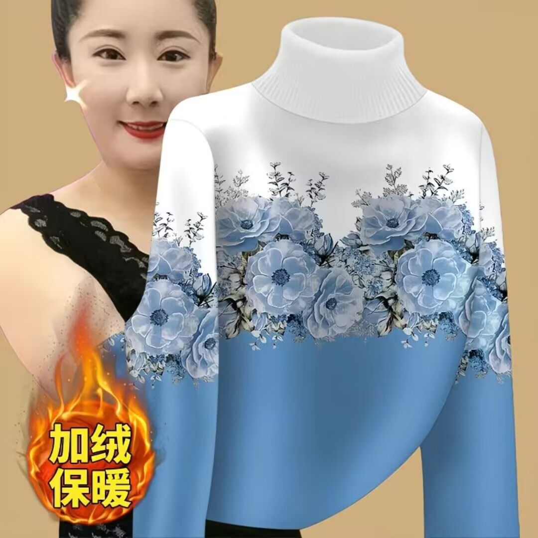 新款2025加绒加厚打底长袖秋冬洋气时尚高级复古厚印花小衫上衣,女装/女士精品,T恤,淘宝优惠券,粉丝福利购,淘宝优惠卷