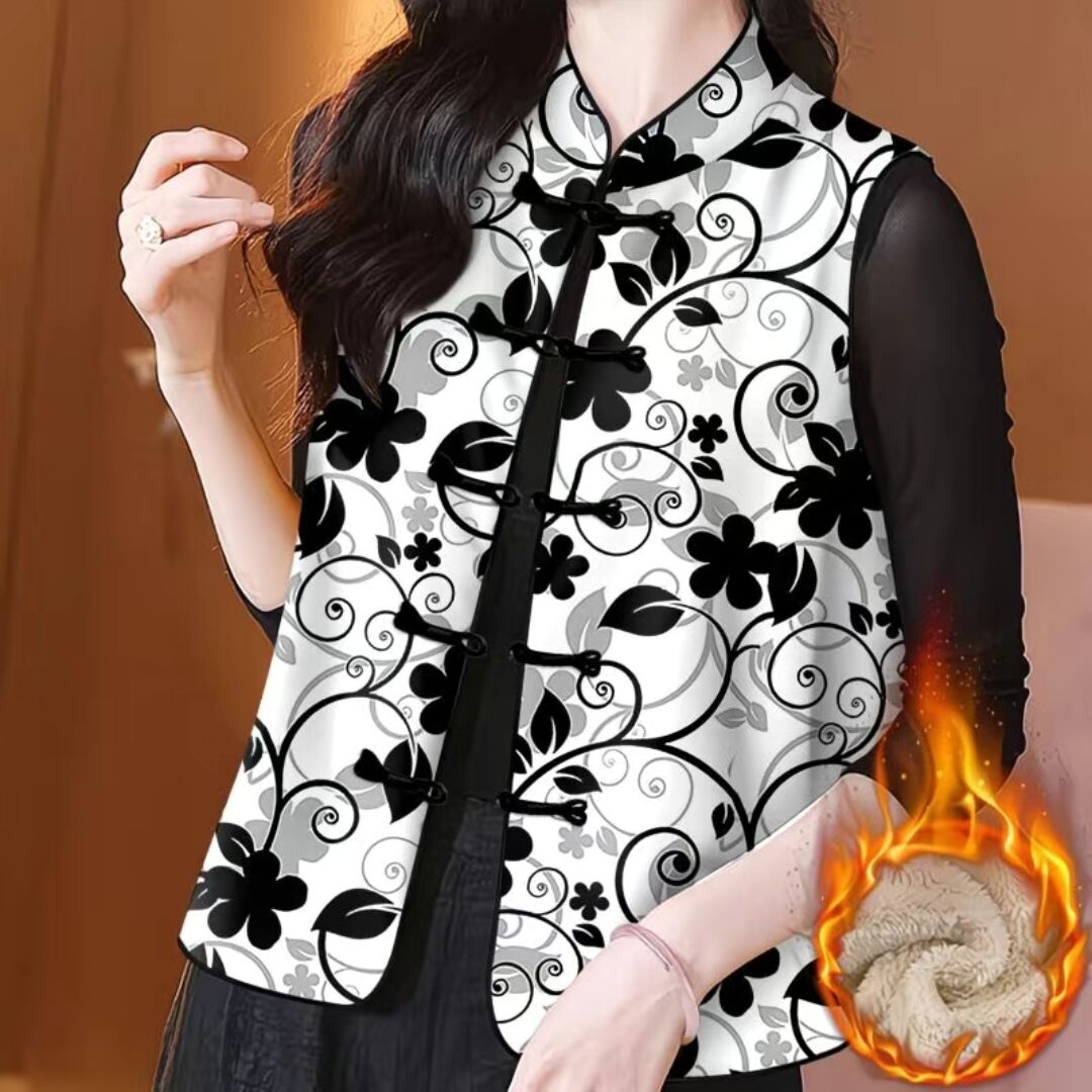 中式国风加绒盘扣马甲