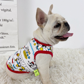 巴哥法斗卡通背心夏季 狗狗衣服泰迪比熊雪纳瑞斗牛犬胖狗背心 薄款