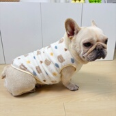 巴哥法斗衣服秋冬装 加绒加厚保暖背心卡通马甲斗牛犬宠物狗狗衣服