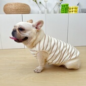 巴哥法斗衣服秋冬季 狗狗衣服 加绒保暖背心加厚条纹马甲斗牛犬大码