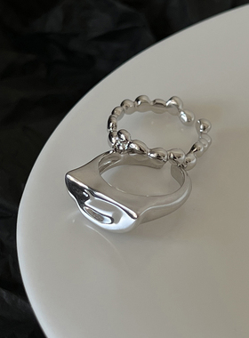 不规则几何戒指气泡925纯银