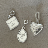 S925纯银项链女小众设计高级时尚 简约爱心字母项链方形吊坠 个性