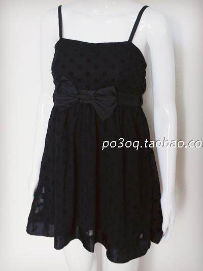 日本honey salon小恶魔千禧风蝴蝶结暗黑亚逼y2k小黑裙吊带连衣裙