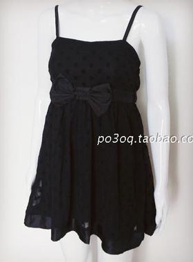 日本复古tralala 小恶魔千禧风蝴蝶结暗黑亚y2k小黑裙吊带连衣裙