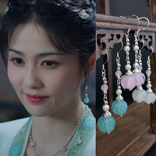 宁安如梦姜雪宁白鹿同款古风琉璃铃兰花耳环清新百搭汉服配饰耳夹
