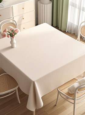 新款ins风仿小羊皮桌布防水防油免洗防烫白色茶几餐桌台布正方形