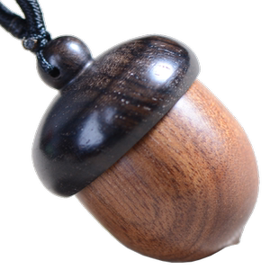 黑檀木橡果吊坠宝宝乳牙胎毛纪念楞严经嘎乌药盒储物挂件男女车挂