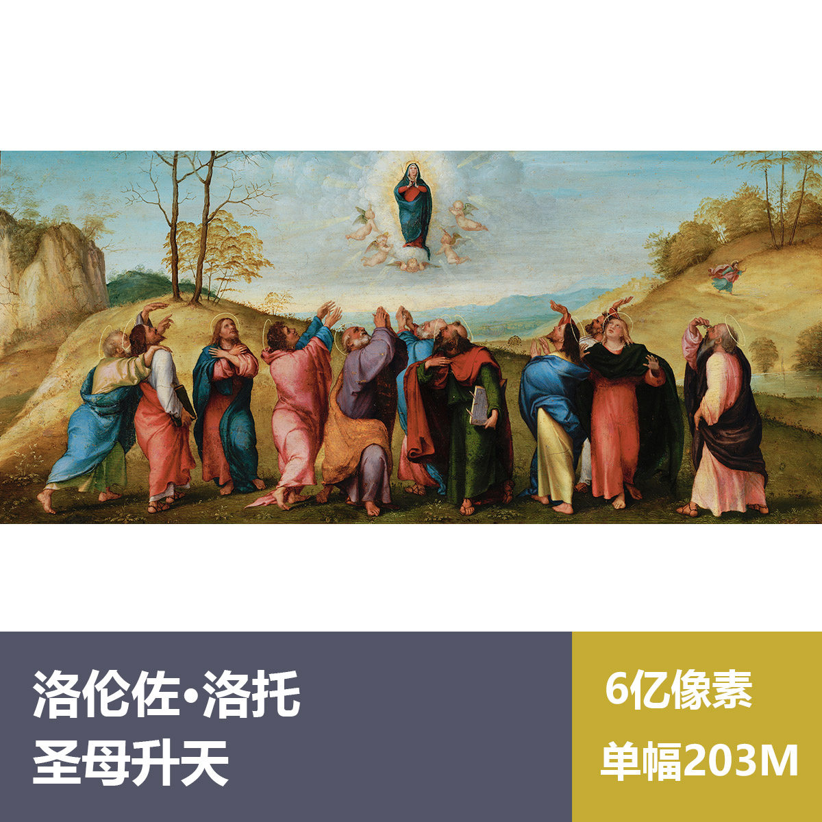 圣母升天洛伦佐·洛托高清油画原版作品装饰画喷绘素材图片