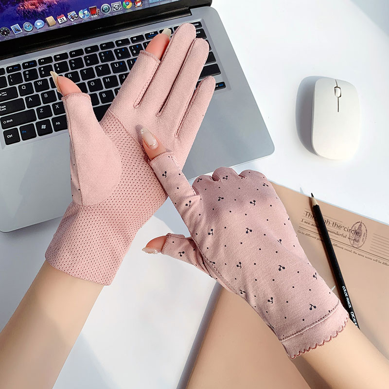 防晒手套春秋露二指工作干活手套