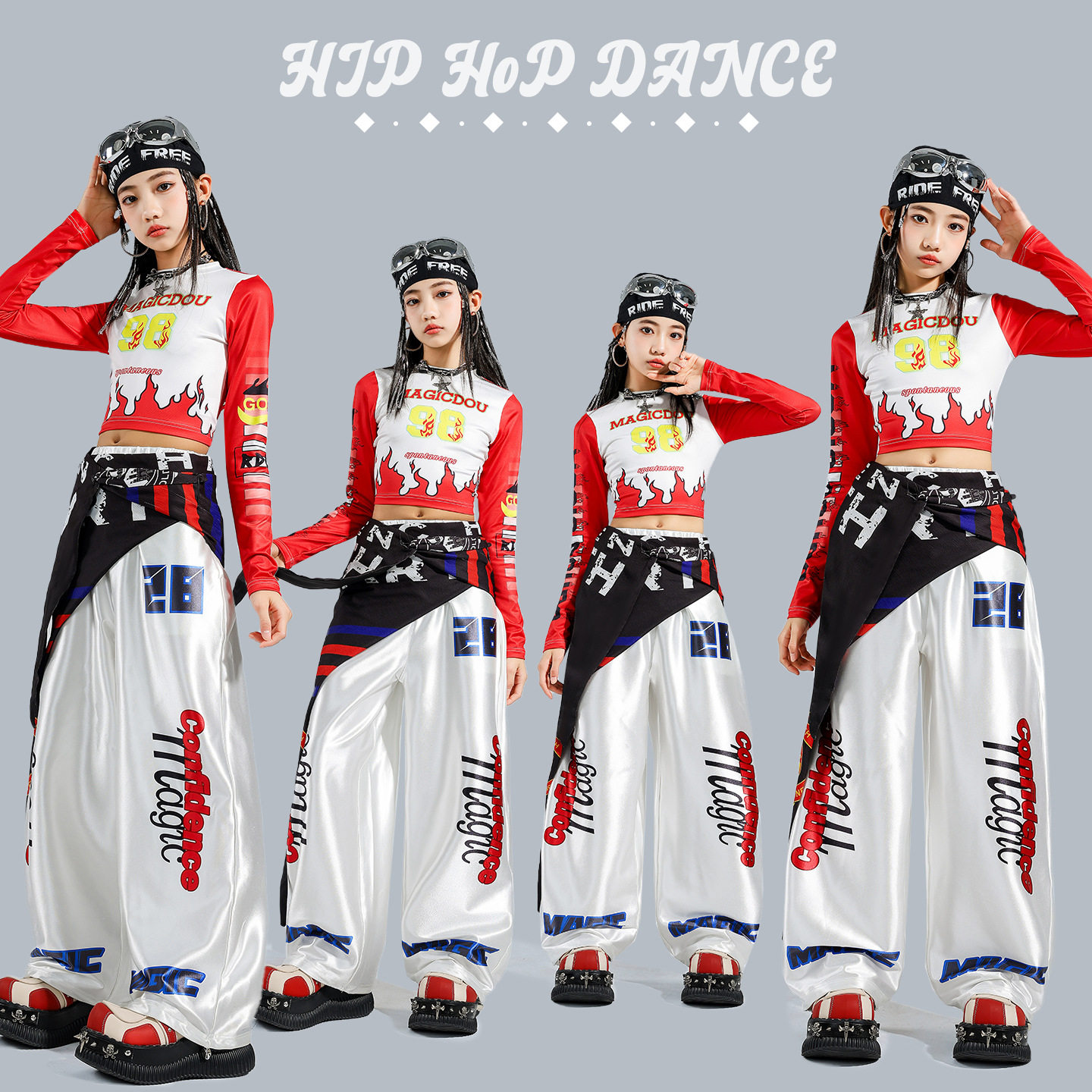 元旦儿童演出服嘻哈爵士舞女童服装潮酷时髦女孩个性穿搭舞蹈表演