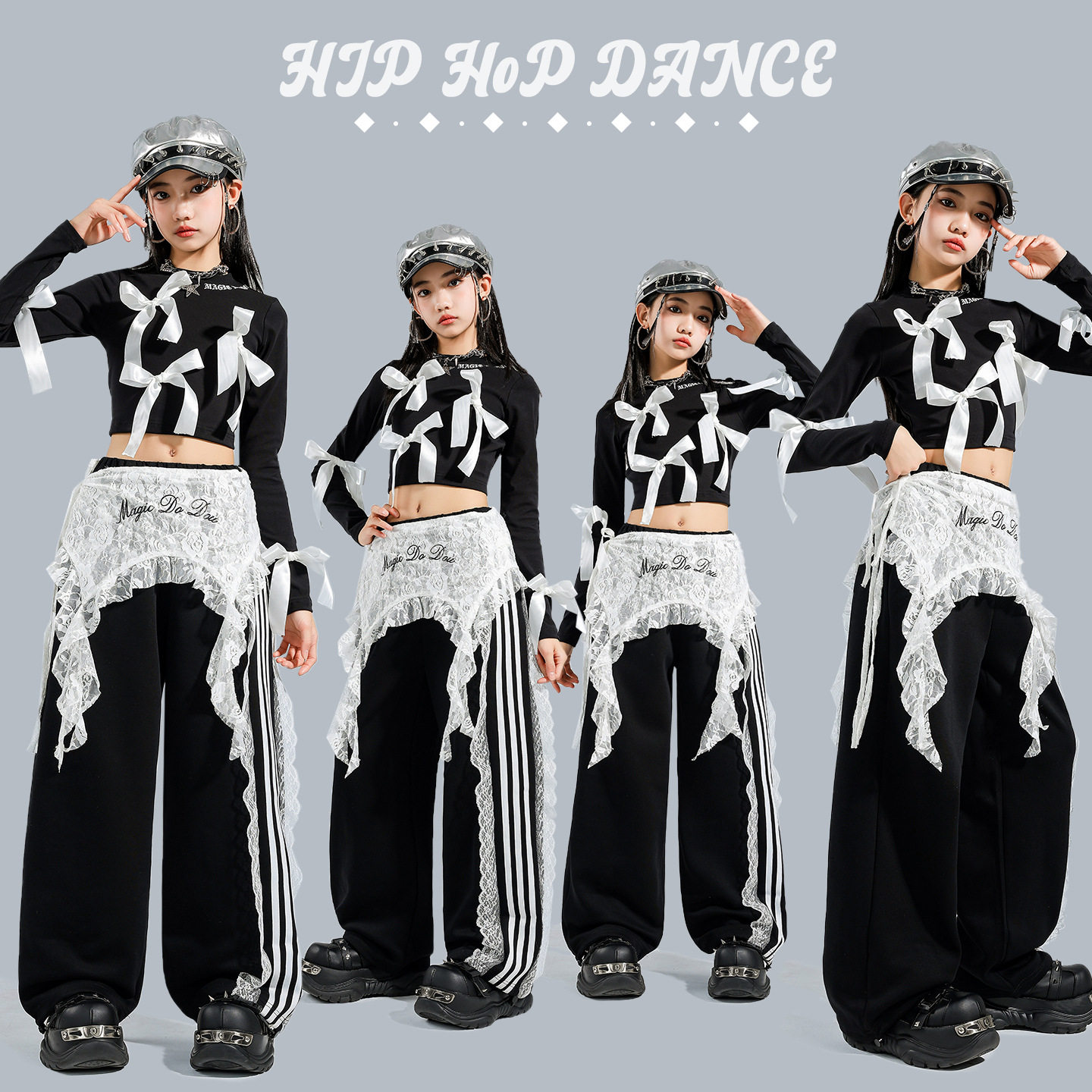 元旦儿童演出服嘻哈风潮酷时髦爵士舞女童服装女孩炸街舞蹈表演服